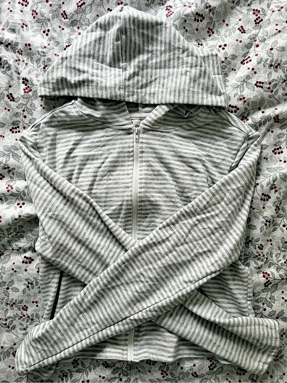 Striped Gray & White Hoodie Set Like New